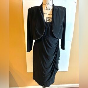 R & M Collection Sleeveless Midi Dress with matching jacket and rhinestones.